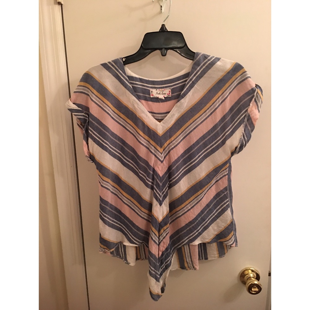 Pink Rose Linen Top w/ Knot